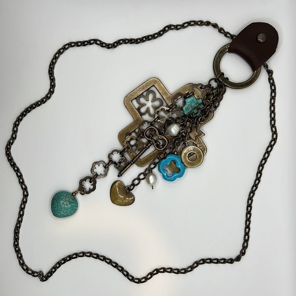 Charm Statement Necklace cross turquoise - Picture 1 of 4